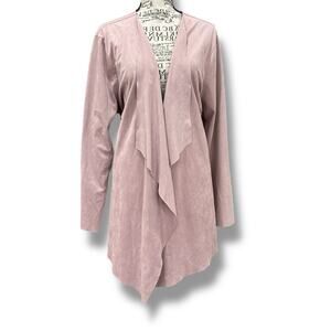 Soft Surroundings Size XL Pink Ultra Soft Faux Suede Waterfall Open Jacket